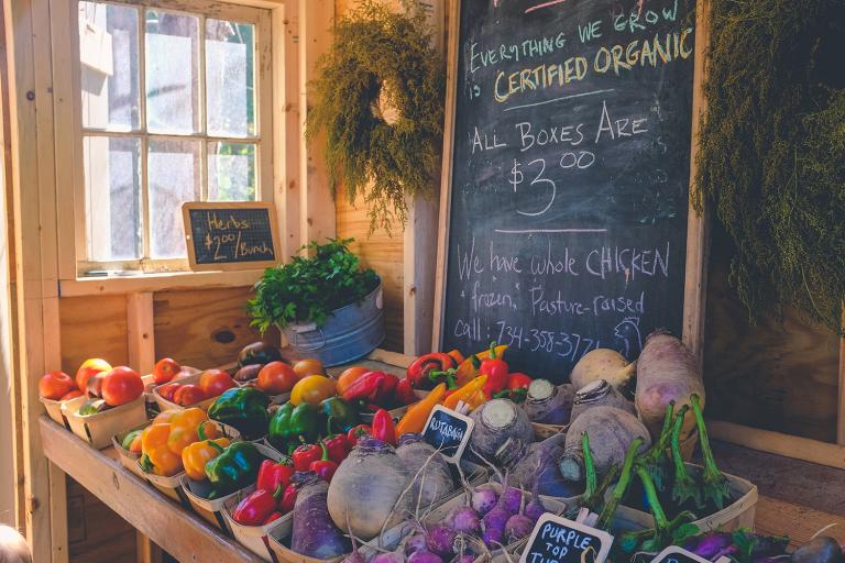 You Should Really Eat Your Fruits & Vegetables An organic fruit and vegetable stand.